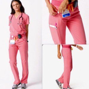 NEW! FIGS TECHINCAL COLLECTION SCRUBS KADE CARGO PANTS DUSTY PINK STRETCH sz L